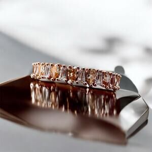 Bomb Party Smokey Topaz And CZ on Rose Gold Plating Ring-Size 9